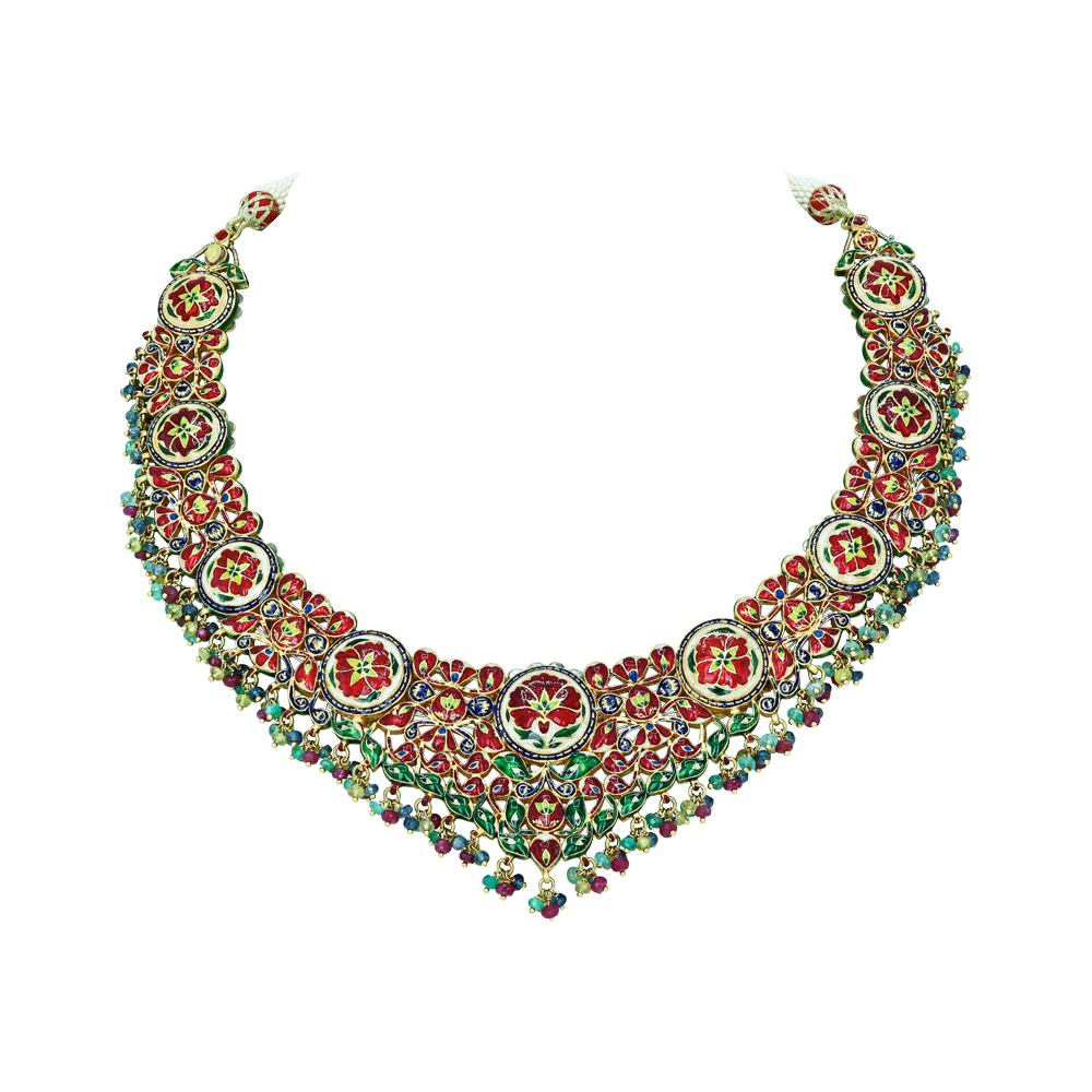 Navratan Polki Necklace with Intricate Traditional Look